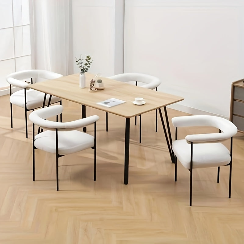 Set of 2 Modern Barrel Dining Chairs Faux Leather Upholstered Accent Side Chairs Vanity Chairs with Metal Finish for Kitchen Dining Room Living Room