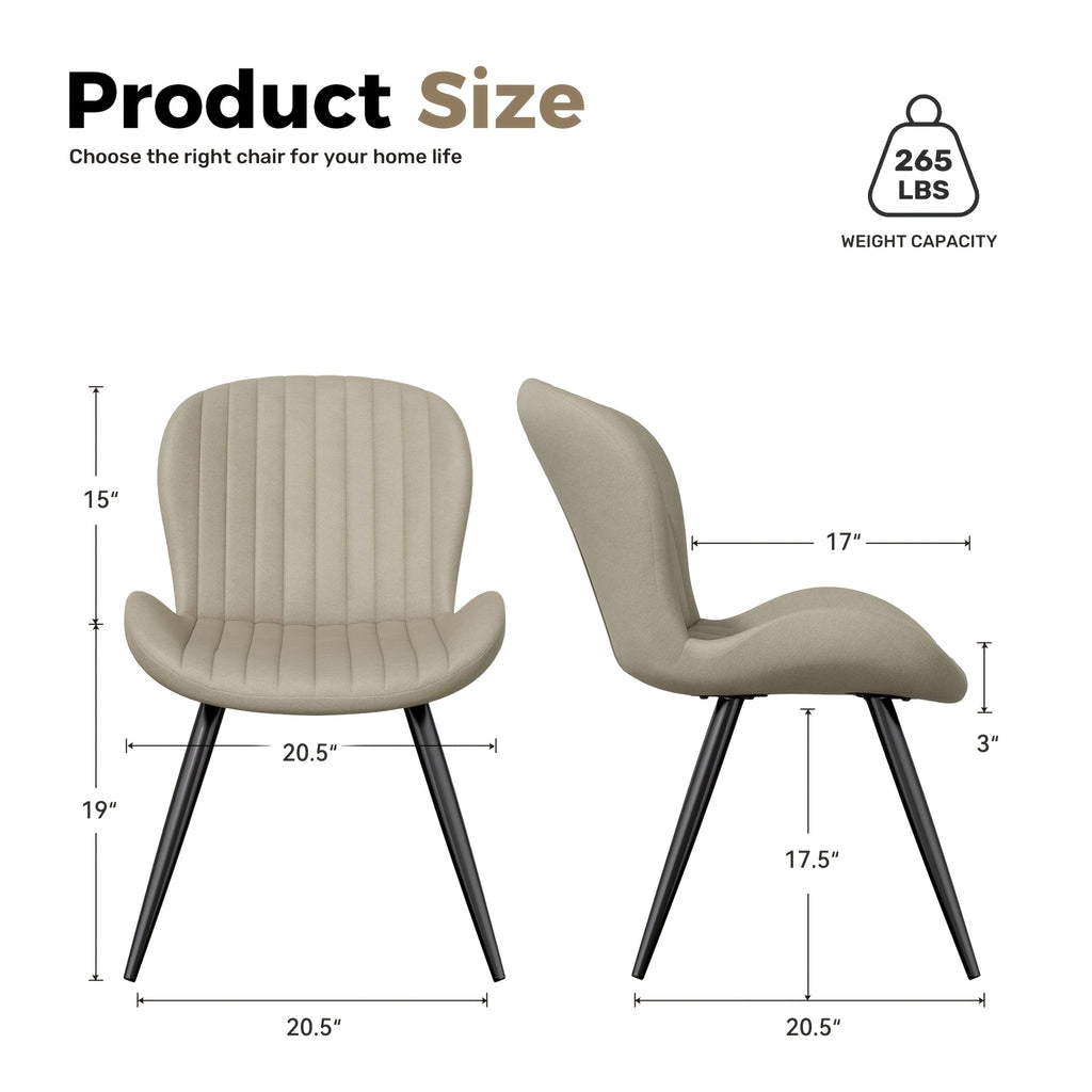 Set Of 2\u002F4 Dining Chairs, Boucle Upholstered Kitchen Chairs with Curved Backrest & Metal Legs, Mid Century Modern Round Dining Room Chairs for Vanity, Living Room