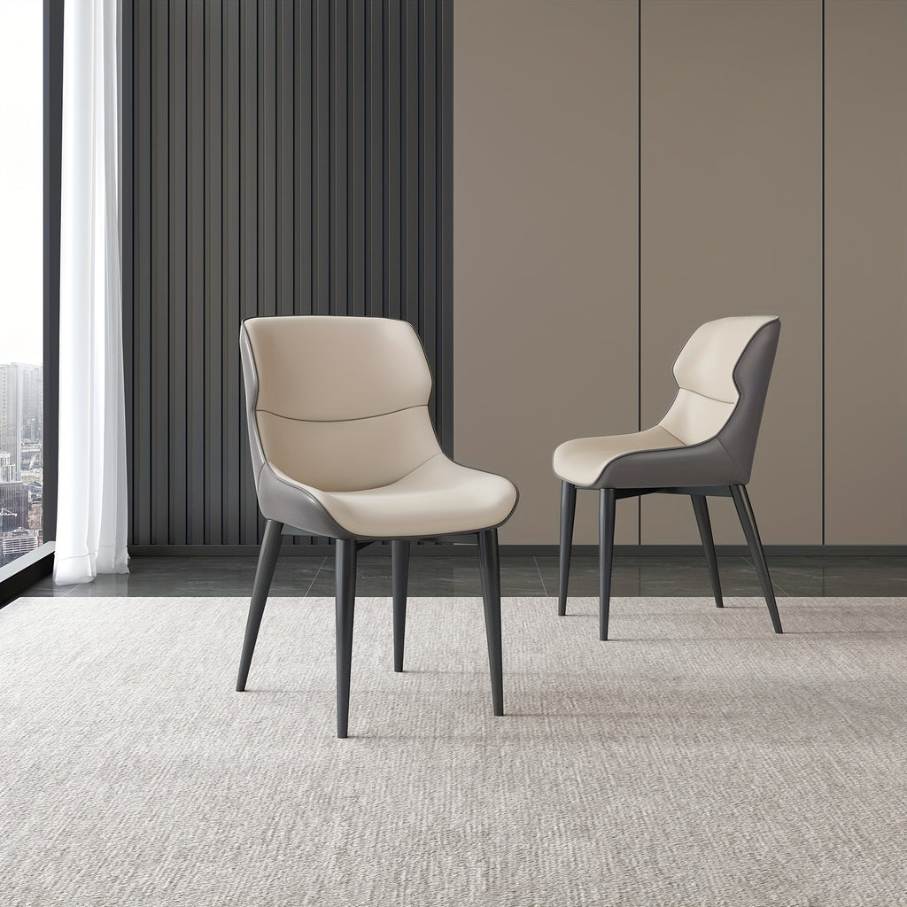 2-Pack Modern Ergonomic Dining Chairs with PU Leather Cushioned Seats & Metal Legs, Black\u002FLight Gray - Soft Padded Backrest & Sponge, - Indoor Kitchen\u002FLiving Room Chairs Suitable for Dining Room, Breakfast Nook, Office