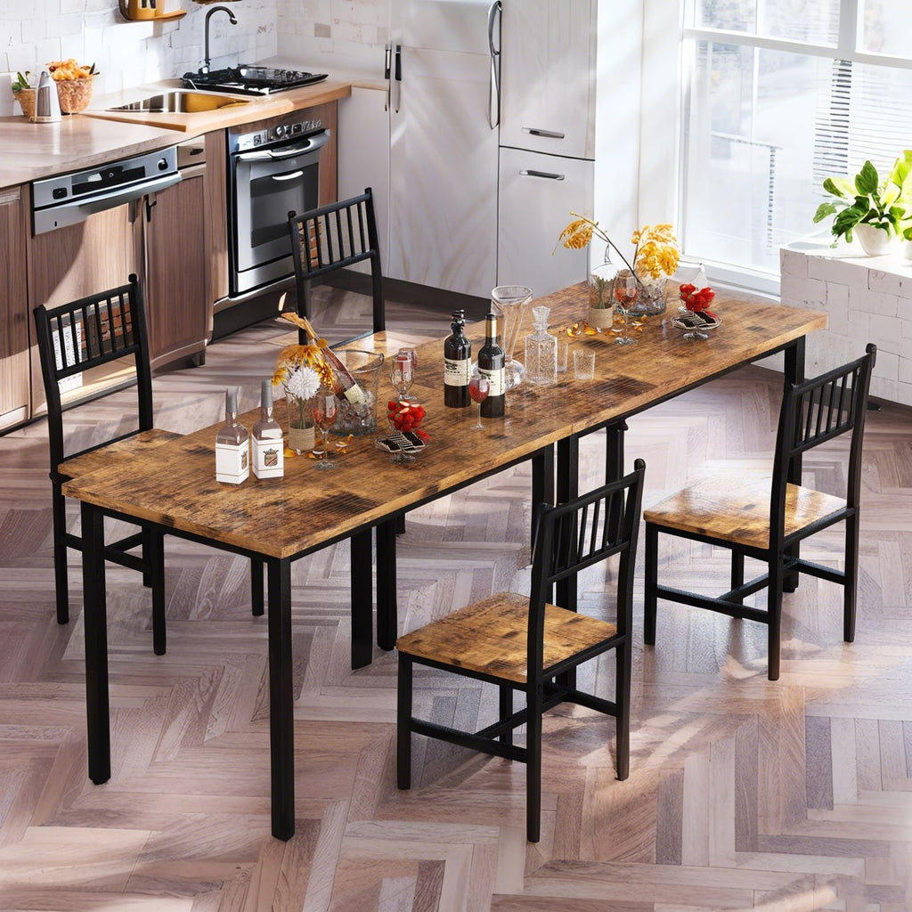 Modern Dining Room Table and Chairs Set for 2, 3-Piece Kitchen Table Set with MDF Broad & Metal Frame, Space-Saving Dining Table Set with 2 Chairs & Table for Apartment, Kitchen, Dining Room