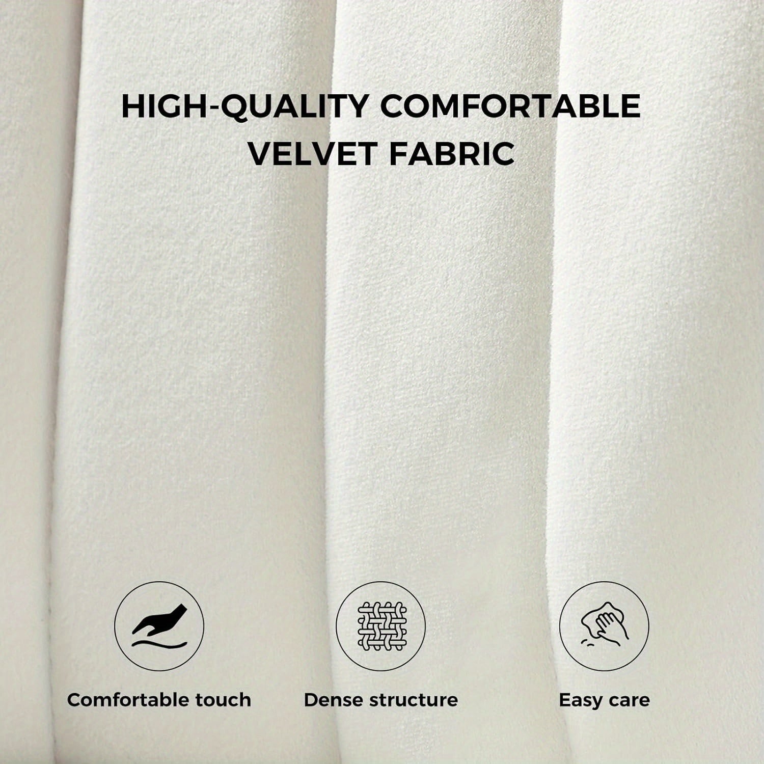 Contemporary Velvet Dining Chair, Compact Vanity Chair with Backrest, Stylish Metal Legs, Chic Tufted Armless Accent Chair for Living Room, Upholstered Adorable Side Chair for Bedroom And Beauty Room - Ivory