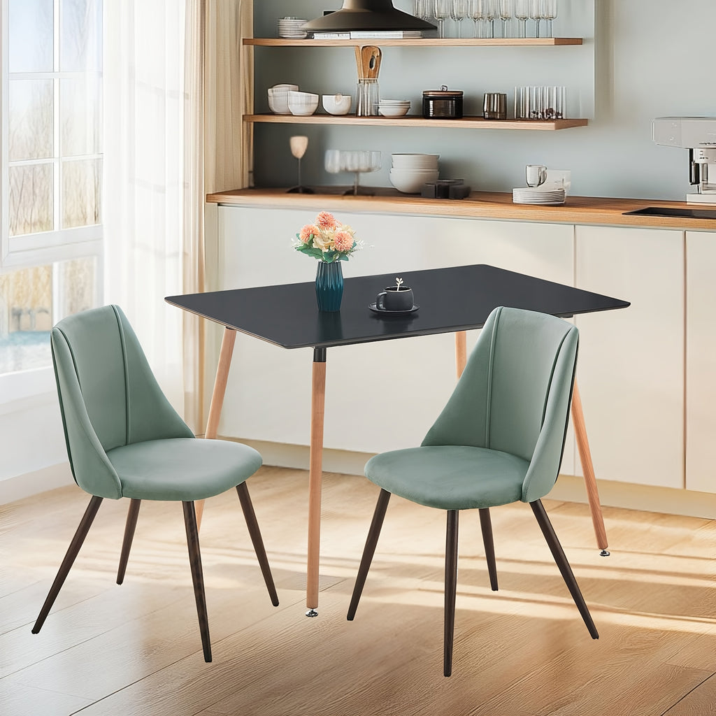 2pcs Modern Cushion Chair Set - Elegant Mint Green Velvet with Sturdy Legs - Stylish and Comfortable Design for Dining, Kitchen, or Living Room - Easy Assembly & Cleaning, Perfect for Any Home Decor, FURNITURER