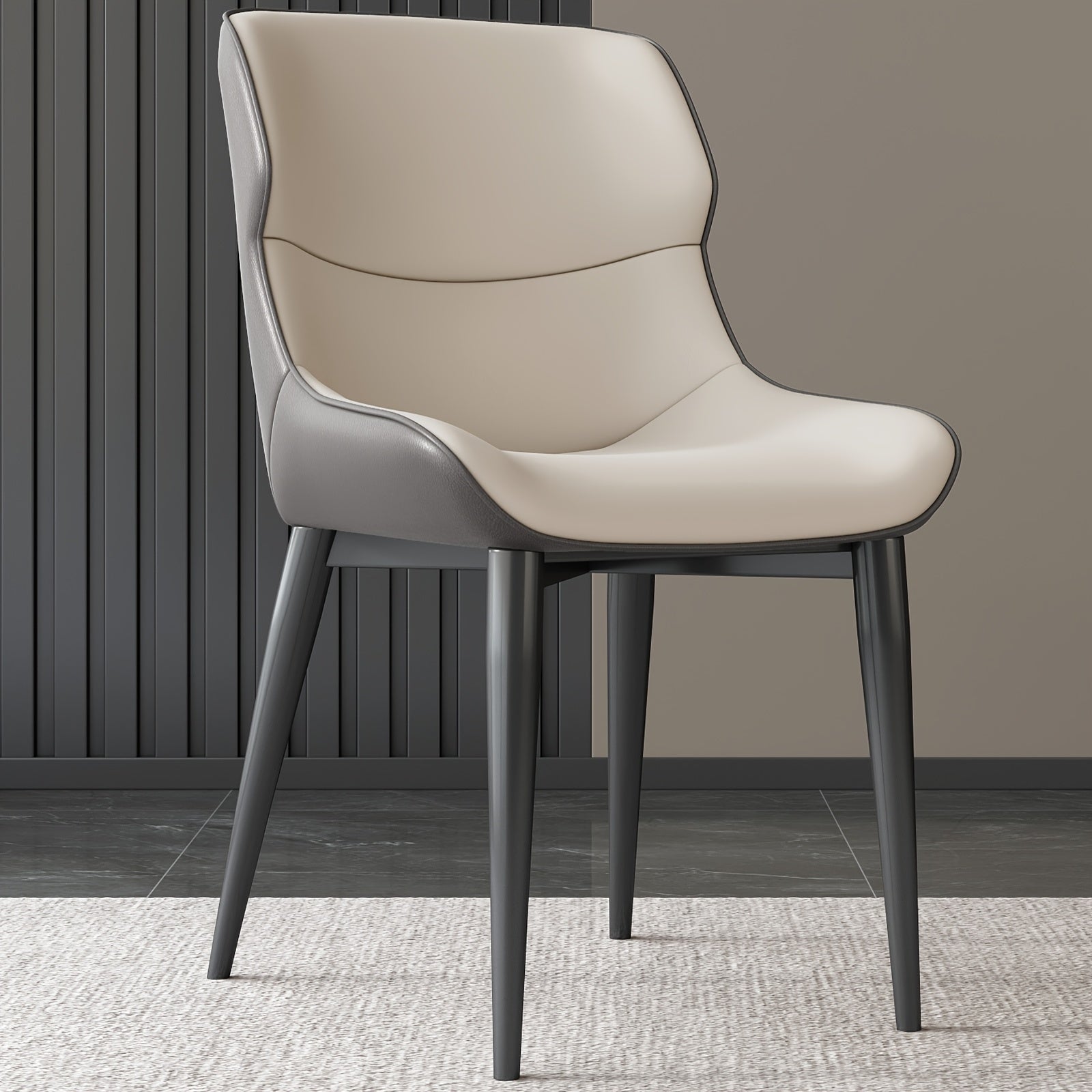 2-Pack Modern Ergonomic Dining Chairs with PU Leather Cushioned Seats & Metal Legs, Black\u002FLight Gray - Soft Padded Backrest & Sponge, - Indoor Kitchen\u002FLiving Room Chairs Suitable for Dining Room, Breakfast Nook, Office