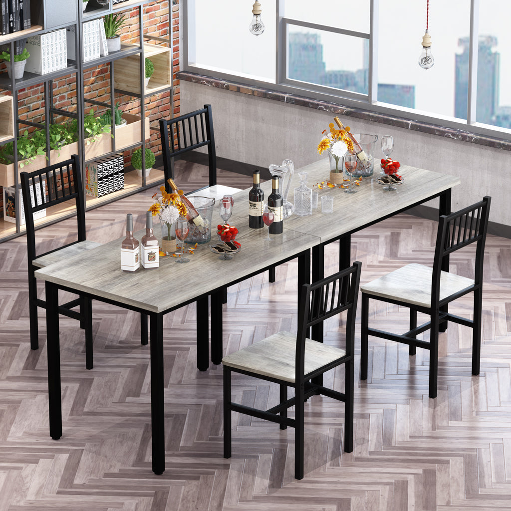 Modern Dining Room Table and Chairs Set for 2, 3-Piece Kitchen Table Set with MDF Broad & Metal Frame, Space-Saving Dining Table Set with 2 Chairs & Table for Apartment, Kitchen, Dining Room