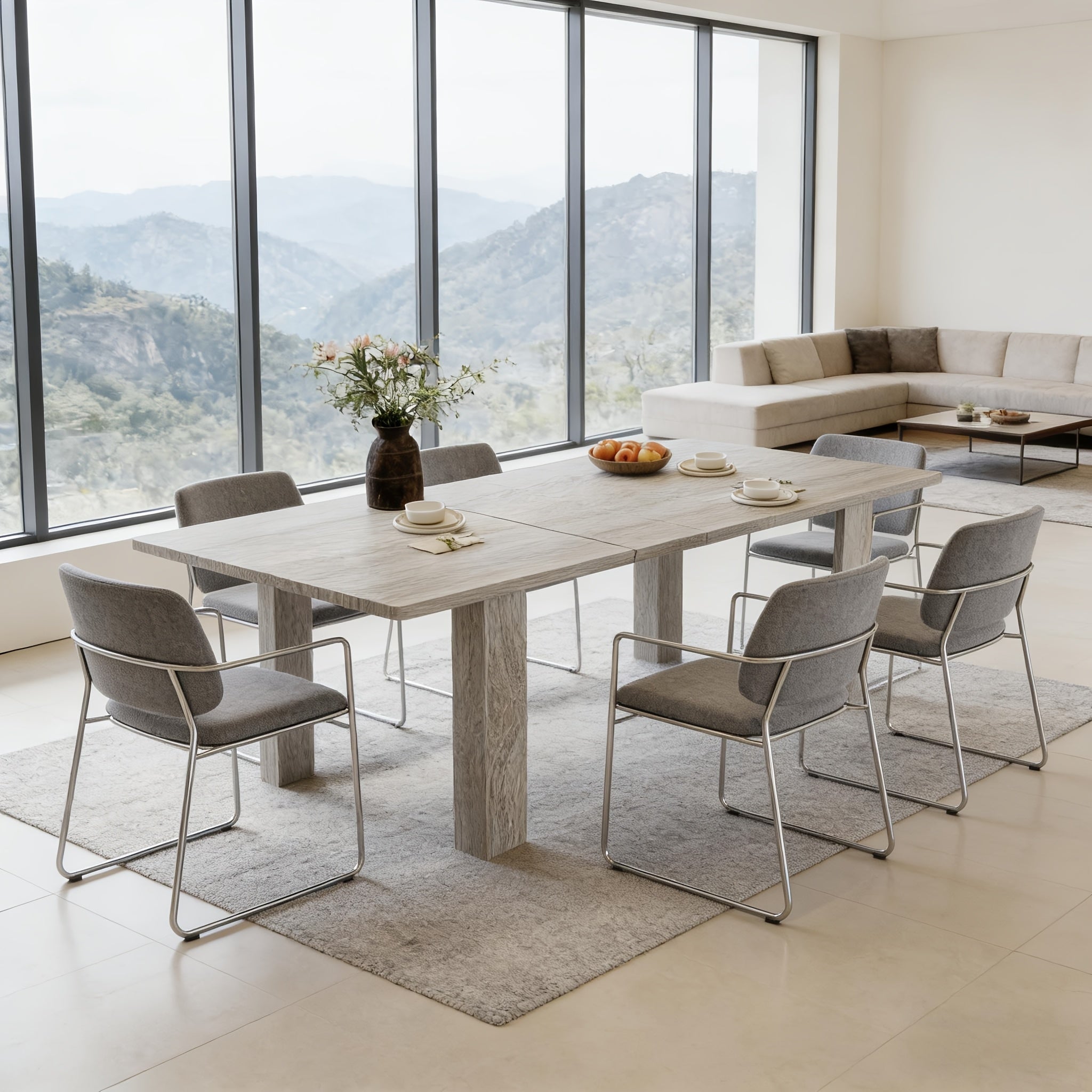 Extendable Dining Table Measuring 5-7.2 Feet, Suitable for 6 to 8 Individuals, Featuring a Modern Design with a Leaf, Ideal for Compact Dining Areas