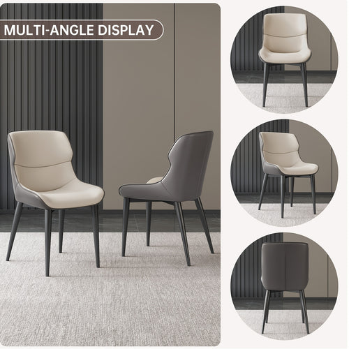 2-Pack Modern Ergonomic Dining Chairs with PU Leather Cushioned Seats & Metal Legs, Black\u002FLight Gray - Soft Padded Backrest & Sponge, - Indoor Kitchen\u002FLiving Room Chairs Suitable for Dining Room, Breakfast Nook, Office