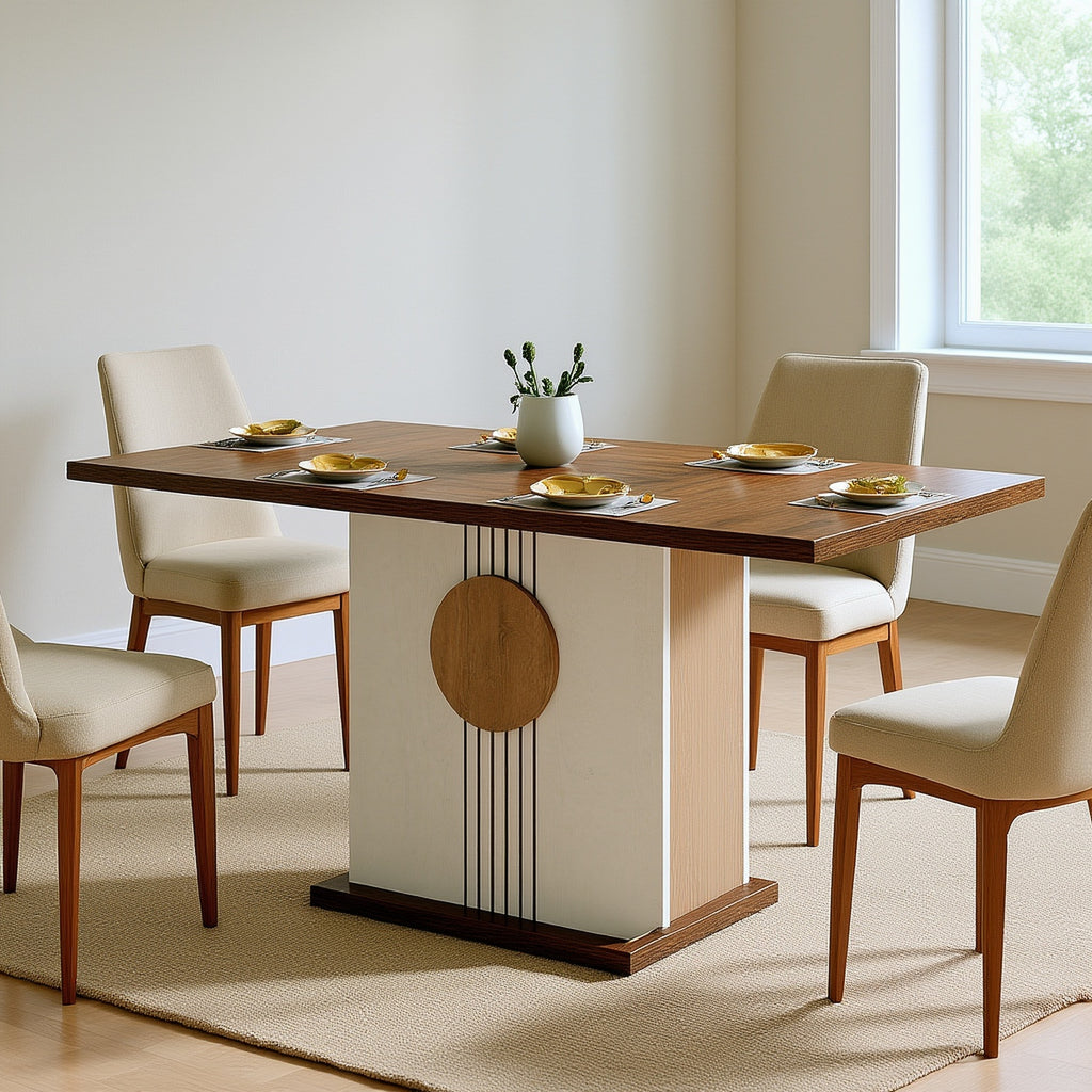 A Wooden Rectangular Dining Table That Accommodates 4 to 6 People, Measuring 55 Inches, Ideal for The Kitchen, Dining Area, Or Living Room