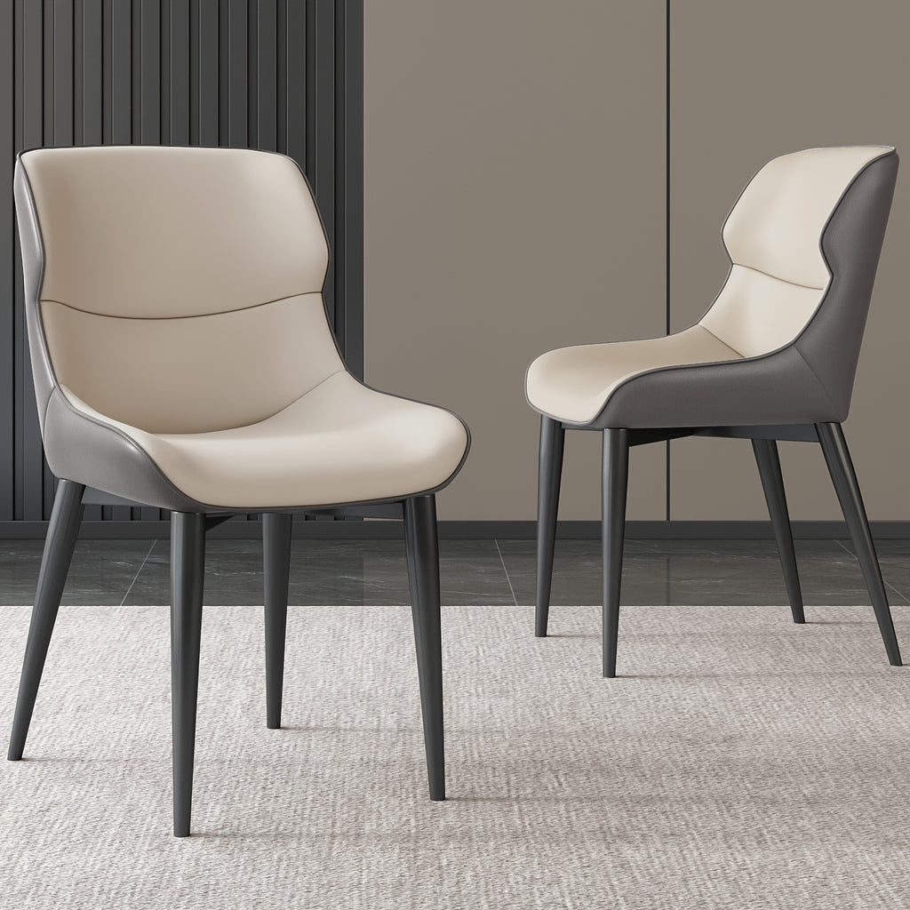 2-Pack Modern Ergonomic Dining Chairs with PU Leather Cushioned Seats & Metal Legs, Black\u002FLight Gray - Soft Padded Backrest & Sponge, - Indoor Kitchen\u002FLiving Room Chairs Suitable for Dining Room, Breakfast Nook, Office