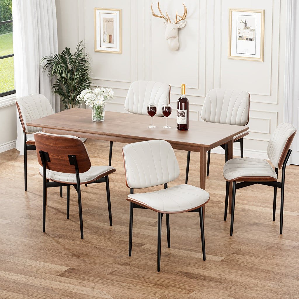 4pcs Dining Chair Set, Luxurious Retro PU Leather Upholstered Dining Chairs, Resilient Sponge Seat Cushions, Easy To Clean And Assemble, Suitable For Family Dining Rooms And Kitchens