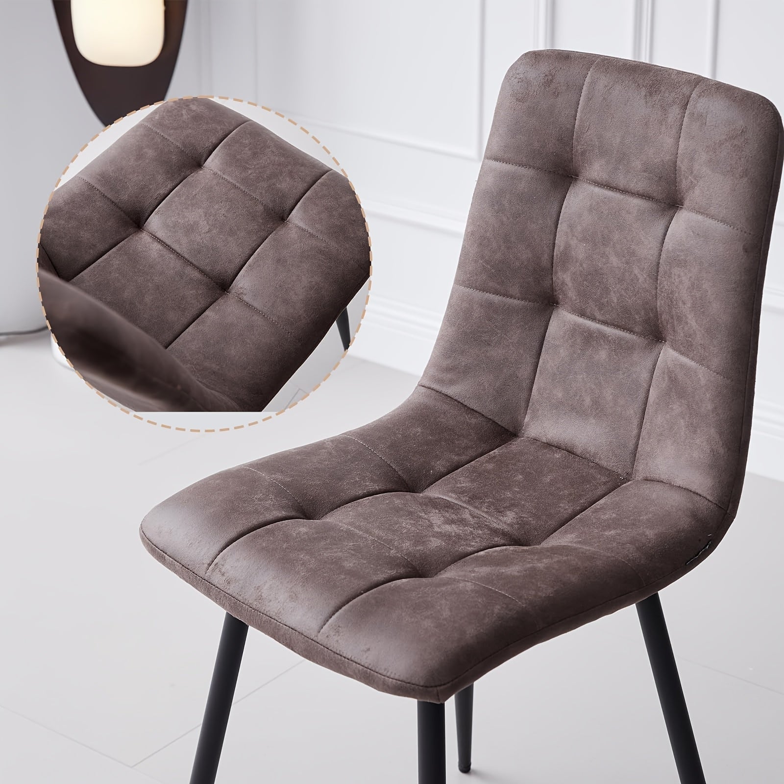 Mid-Century Modern Dining Set 5pcs Mid-Century Modern Round Dining Table Set for 4 - Brown Dinner Table with 4 Chairs, Coffee Table & Chairs with Metal Legs Soft Cushion for Kitchen Dining Room, Apartment