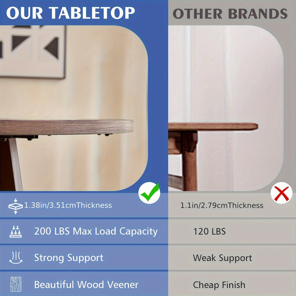 47-inch Round Dining Table Suitable for 4 People - Thick 1.38-inch Tabletop & Fanned Base Legs, Walnut Engineered Wood with Wood Veneer - Modern Farmhouse Kitchen Table for Living Room, Assembly Required (No Further Installation)