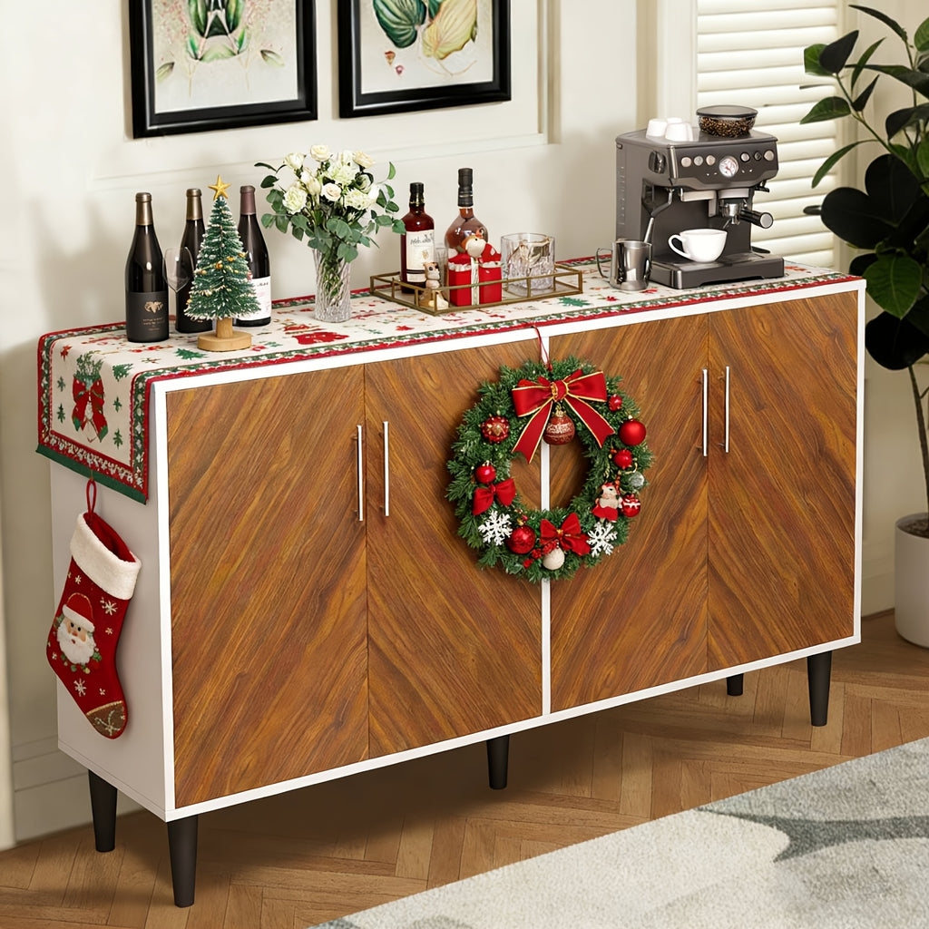 Modern Farmhouse Freestanding TV Stand & Cabinet Suitable for Bedroom & - Adjustable Shelf Wood Sideboard with Storage, Sturdy MDF\u002FFiberboard, TV-Compatible Cabinet