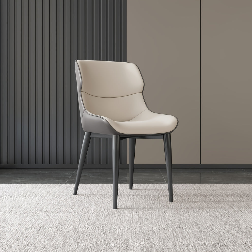 2-Pack Modern Ergonomic Dining Chairs with PU Leather Cushioned Seats & Metal Legs, Black\u002FLight Gray - Soft Padded Backrest & Sponge, - Indoor Kitchen\u002FLiving Room Chairs Suitable for Dining Room, Breakfast Nook, Office