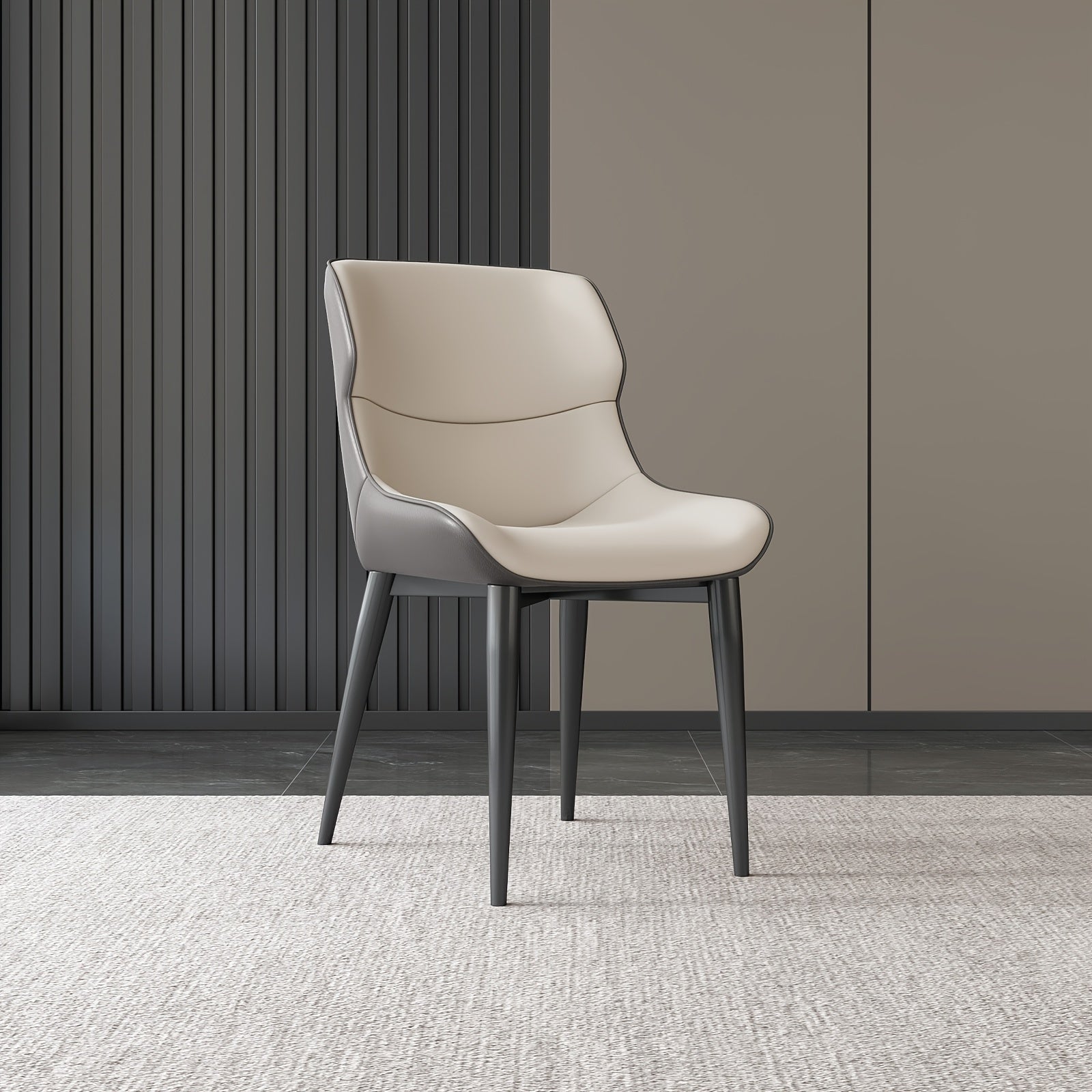 2-Pack Modern Ergonomic Dining Chairs with PU Leather Cushioned Seats & Metal Legs, Black\u002FLight Gray - Soft Padded Backrest & Sponge, - Indoor Kitchen\u002FLiving Room Chairs Suitable for Dining Room, Breakfast Nook, Office