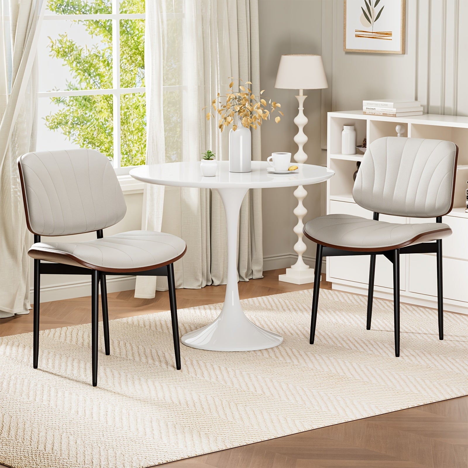 4pcs Dining Chair Set, Luxurious Retro PU Leather Upholstered Dining Chairs, Resilient Sponge Seat Cushions, Easy To Clean And Assemble, Suitable For Family Dining Rooms And Kitchens