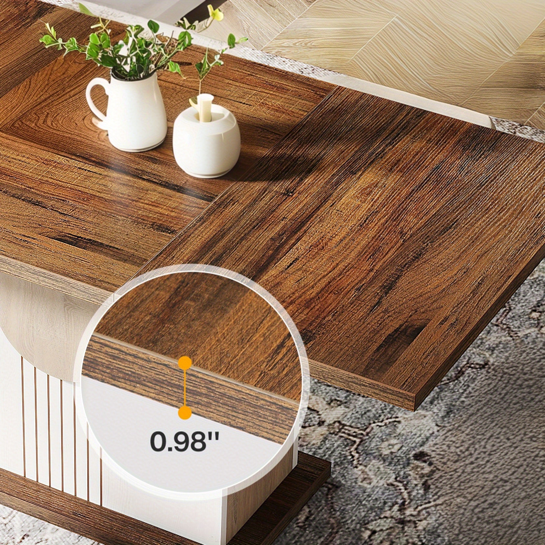 A Wooden Rectangular Dining Table That Accommodates 4 to 6 People, Measuring 55 Inches, Ideal for The Kitchen, Dining Area, Or Living Room