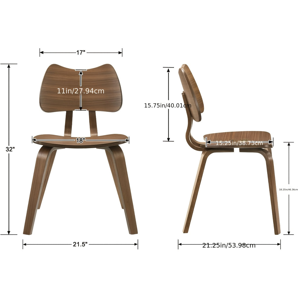 Set of 2 Wood Dining Chairs Mid Century ModernDining Room Chairs Farmhouse Small Kitchen Chairs with Cute Cat Ear Back Armless Side Chair for Living Room, Natural