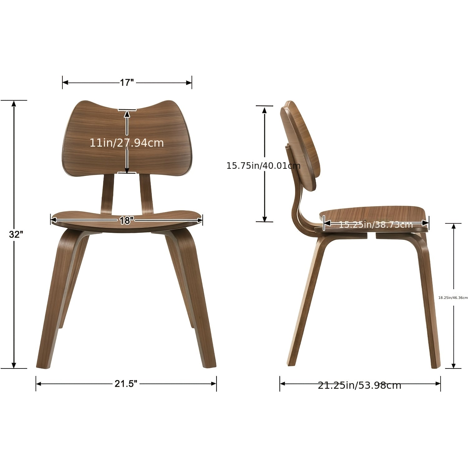 Set of 2 Wood Dining Chairs Mid Century ModernDining Room Chairs Farmhouse Small Kitchen Chairs with Cute Cat Ear Back Armless Side Chair for Living Room, Natural