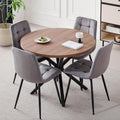 Mid-Century Modern Dining Set 5pcs Mid-Century Modern Round Dining Table Set for 4 - Brown Dinner Table with 4 Chairs, Coffee Table & Chairs with Metal Legs Soft Cushion for Kitchen Dining Room, Apartment