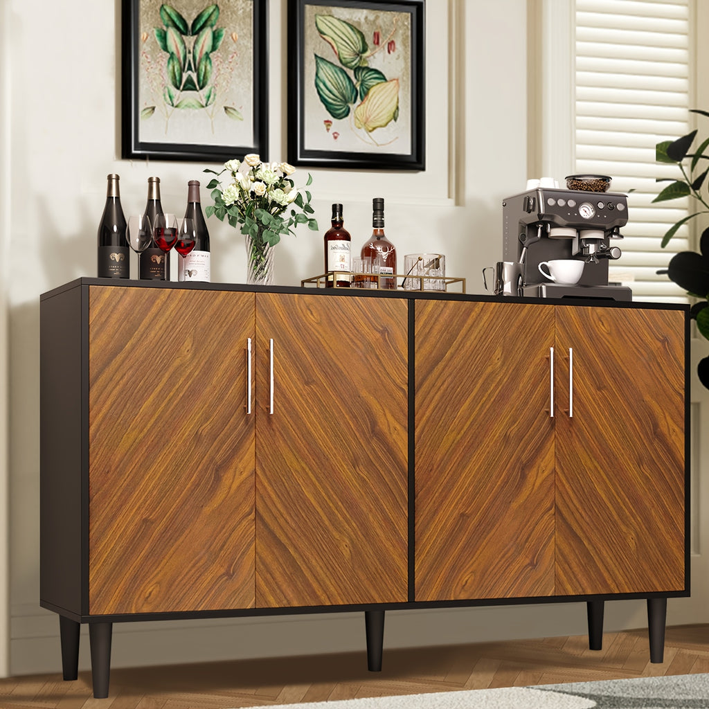 Modern Farmhouse Freestanding TV Stand & Cabinet Suitable for Bedroom & - Adjustable Shelf Wood Sideboard with Storage, Sturdy MDF\u002FFiberboard, TV-Compatible Cabinet