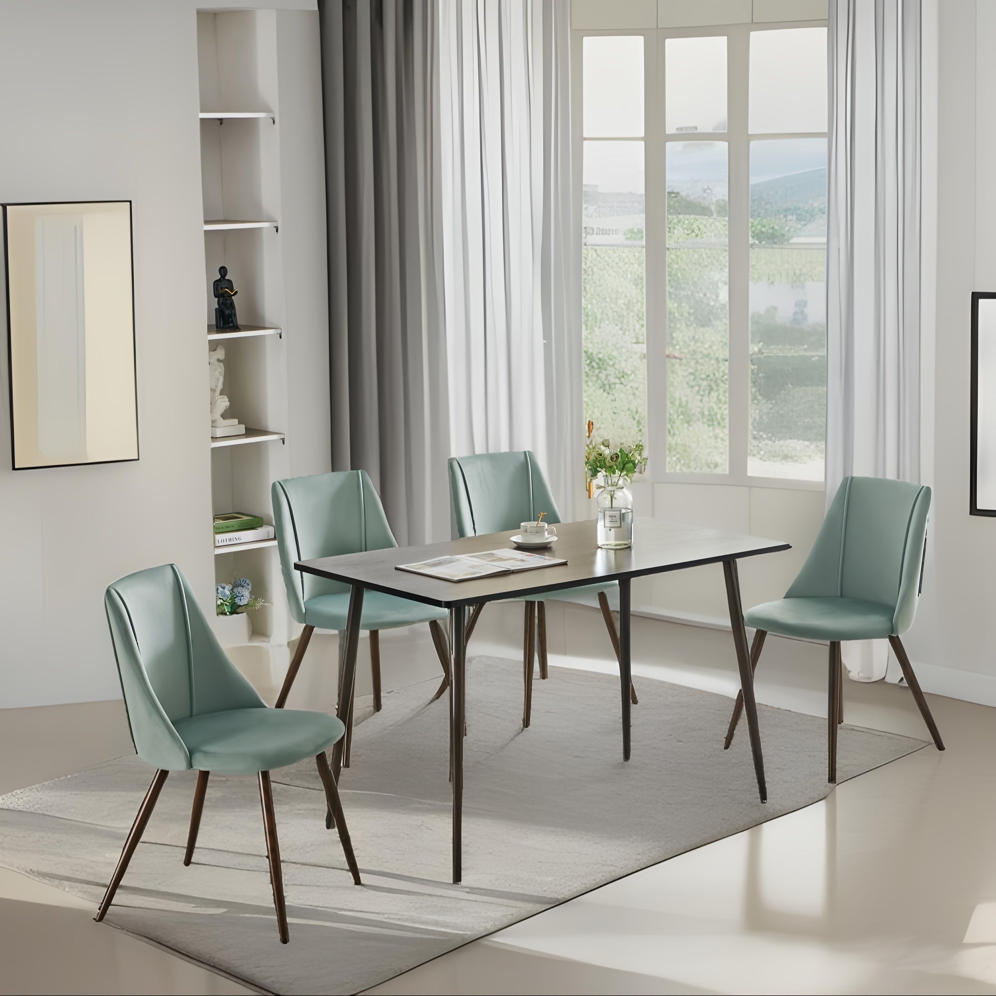 2pcs Modern Cushion Chair Set - Elegant Mint Green Velvet with Sturdy Legs - Stylish and Comfortable Design for Dining, Kitchen, or Living Room - Easy Assembly & Cleaning, Perfect for Any Home Decor, FURNITURER