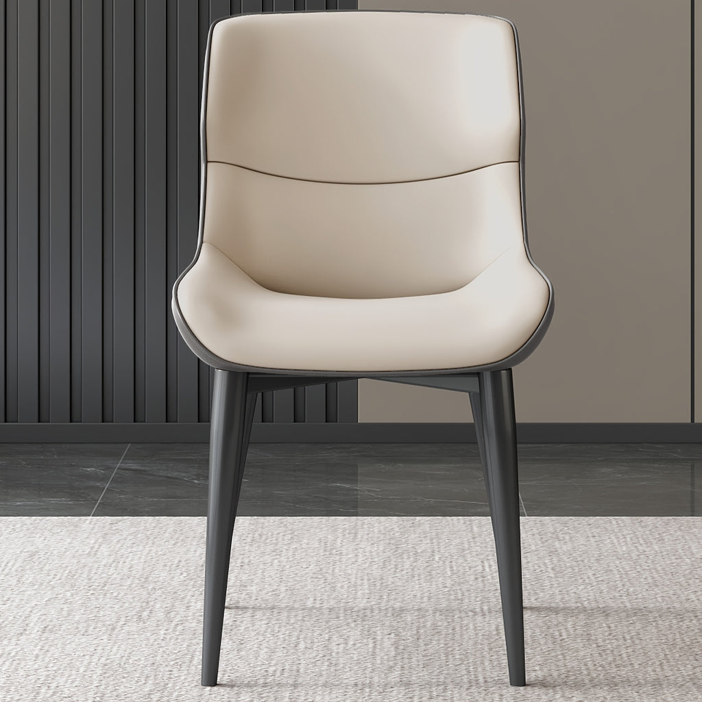 2-Pack Modern Ergonomic Dining Chairs with PU Leather Cushioned Seats & Metal Legs, Black\u002FLight Gray - Soft Padded Backrest & Sponge, - Indoor Kitchen\u002FLiving Room Chairs Suitable for Dining Room, Breakfast Nook, Office