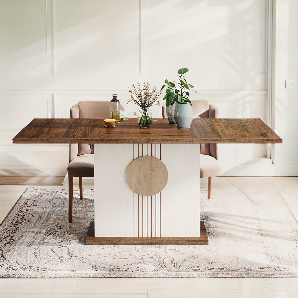 A Wooden Rectangular Dining Table That Accommodates 4 to 6 People, Measuring 55 Inches, Ideal for The Kitchen, Dining Area, Or Living Room