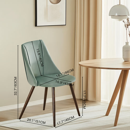 2pcs Modern Cushion Chair Set - Elegant Mint Green Velvet with Sturdy Legs - Stylish and Comfortable Design for Dining, Kitchen, or Living Room - Easy Assembly & Cleaning, Perfect for Any Home Decor, FURNITURER