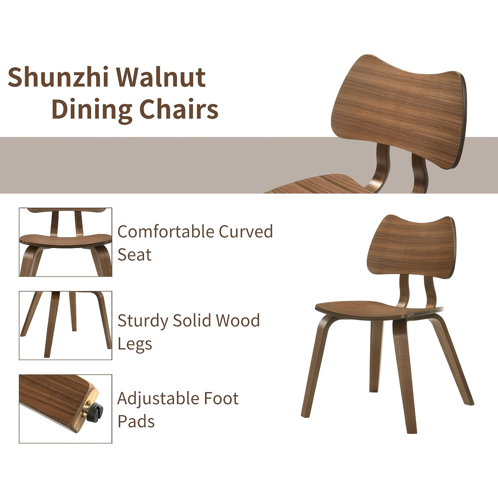 Set of 2 Wood Dining Chairs Mid Century ModernDining Room Chairs Farmhouse Small Kitchen Chairs with Cute Cat Ear Back Armless Side Chair for Living Room, Natural