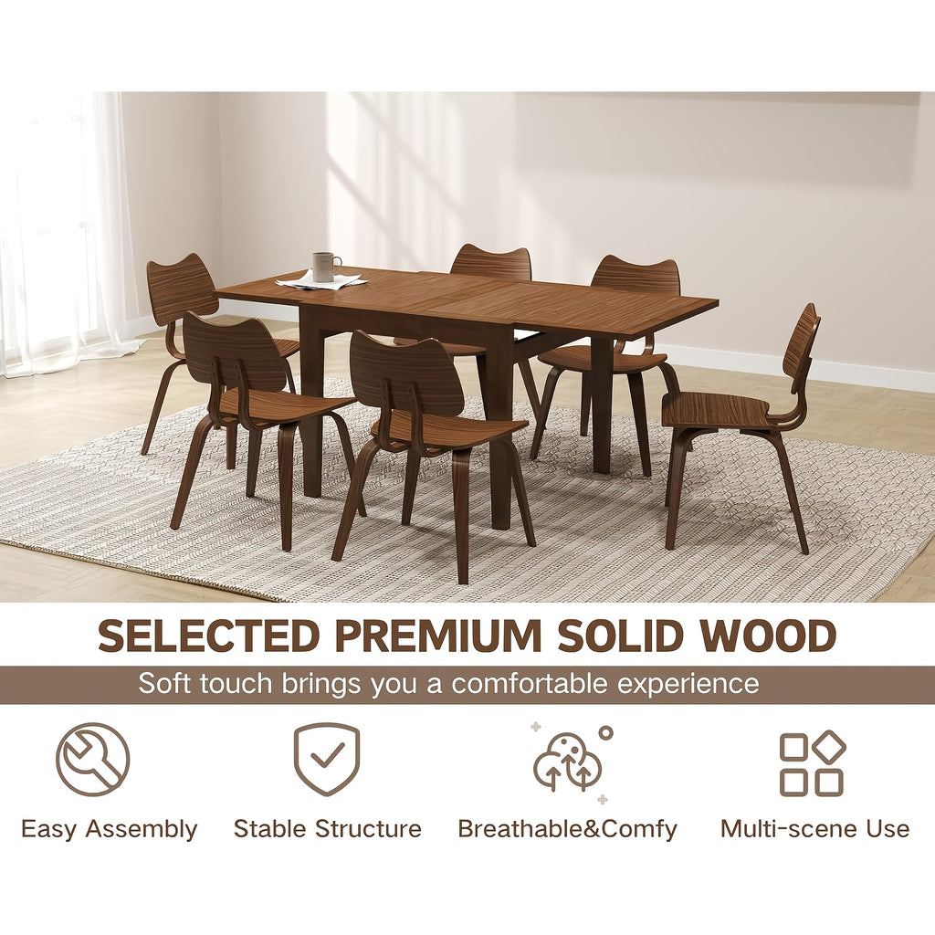 Set of 2 Wood Dining Chairs Mid Century ModernDining Room Chairs Farmhouse Small Kitchen Chairs with Cute Cat Ear Back Armless Side Chair for Living Room, Natural